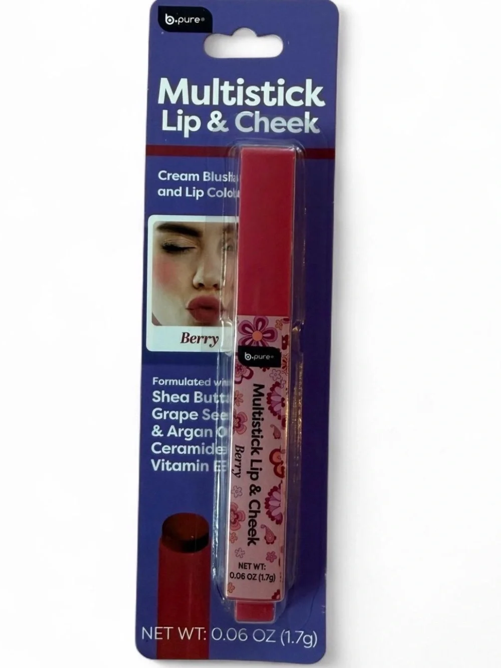 B-Pure Multistick Lip & Cheek Cream Blush — Coral, Mauve Pink, Berry